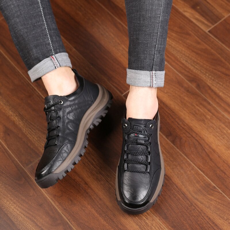 Men's Casual Hand Stitching Leather Big Size Shoes