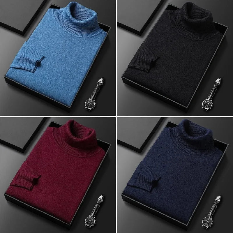 Men's Solid Color Turtleneck Sweater