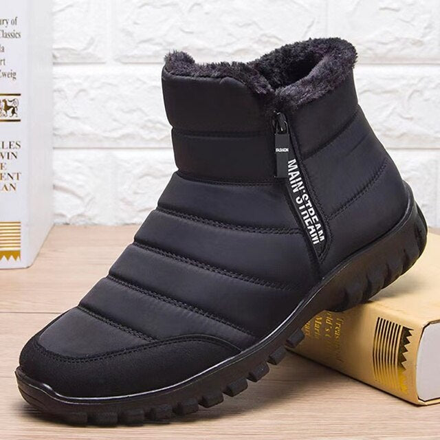 Men's Waterproof Warm Cotton Zipper Snow Ankle Boots(HOT SALE !!!-60% OFF)