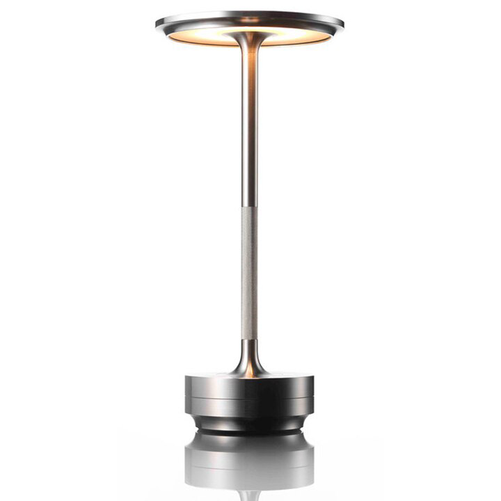 Metallic Cordless Table Lamp - Dimmable & Rechargeable Waterproof Desk Light