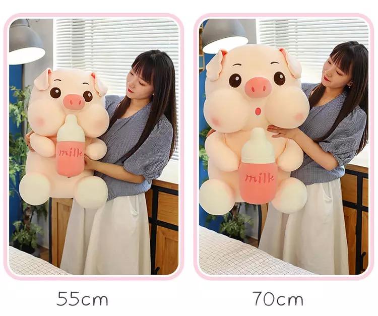 Milk Bottle Stuffed Pig Plush