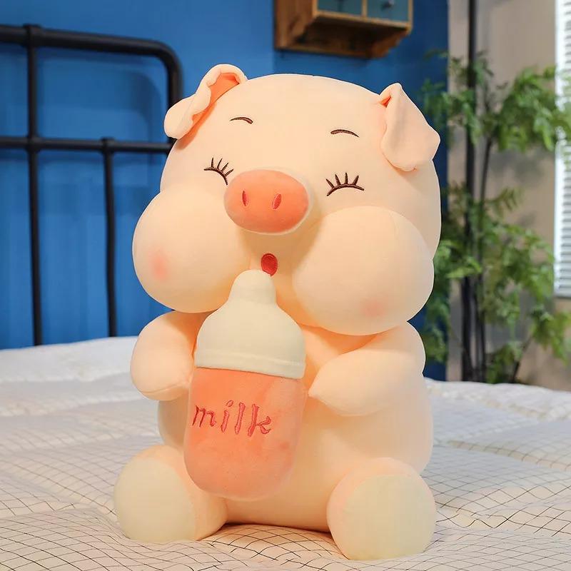 Milk Bottle Stuffed Pig Plush