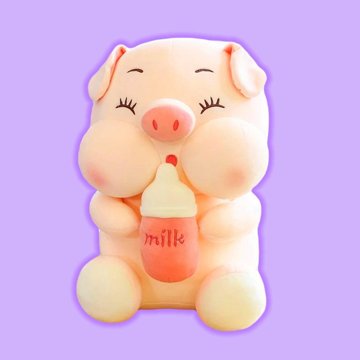 Milk Bottle Stuffed Pig Plush