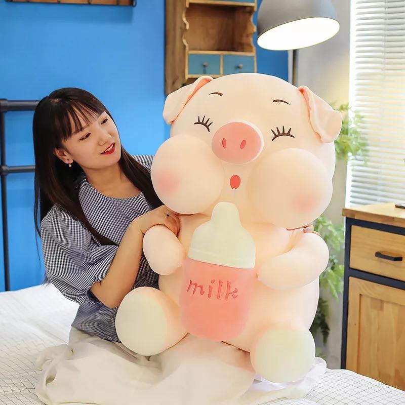 Milk Bottle Stuffed Pig Plush