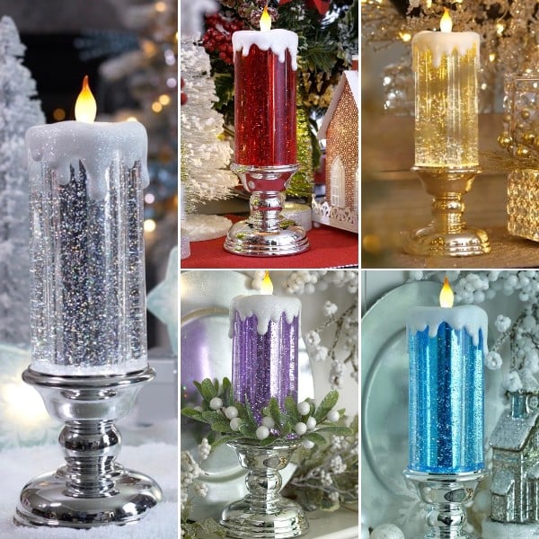 Modern Mint LED Christmas Candles With Pedestal