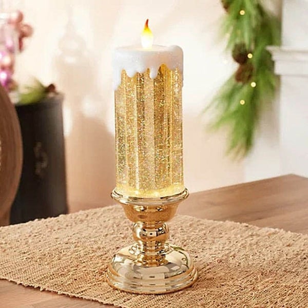 Modern Mint LED Christmas Candles With Pedestal