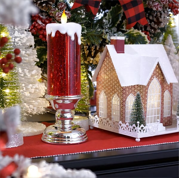 Modern Mint LED Christmas Candles With Pedestal