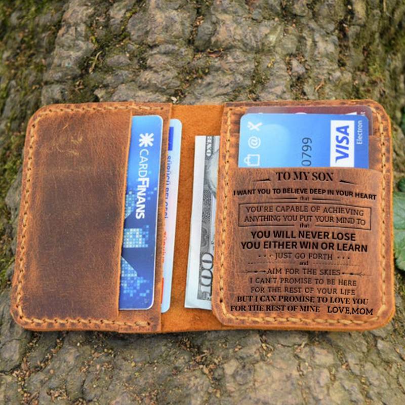 Mom To Son -You Will Never Lose- Leather Bifold Wallet