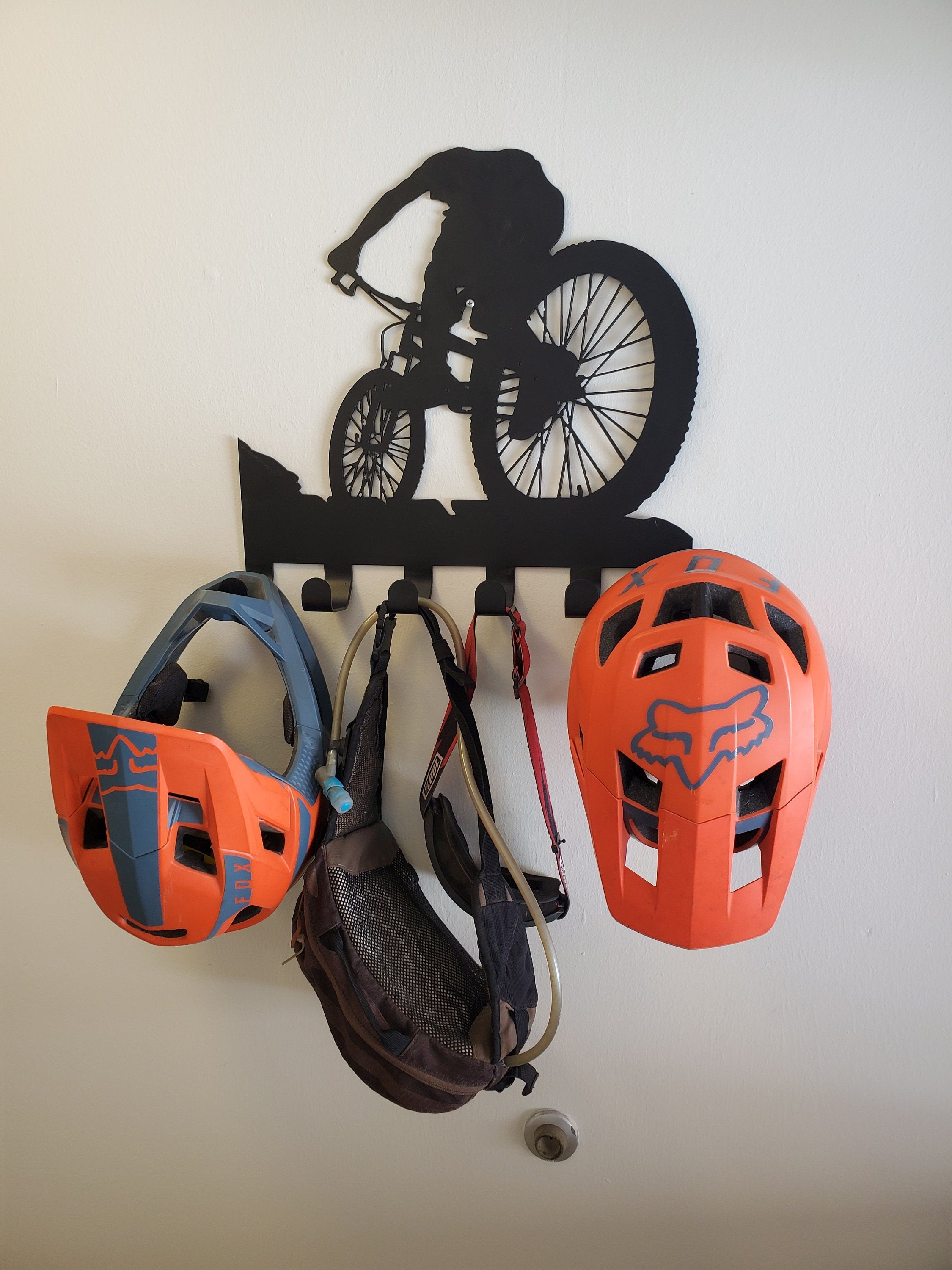 Mountain bike gear rack / metal wall décor