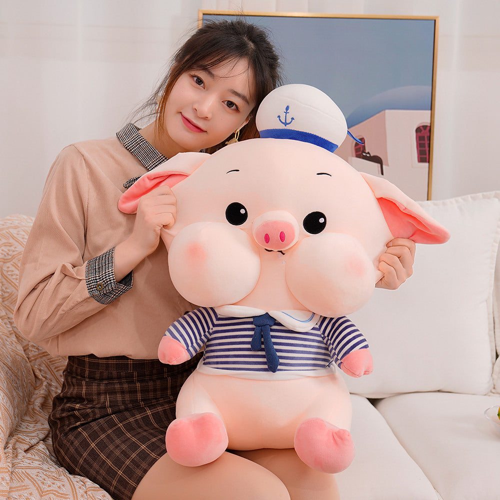 Navy Cute Pig Stuffed Doll Plush Toy