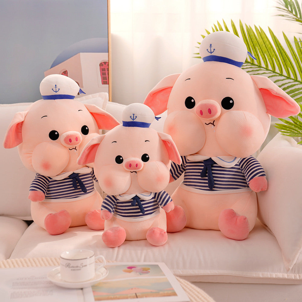 Navy Cute Pig Stuffed Doll Plush Toy