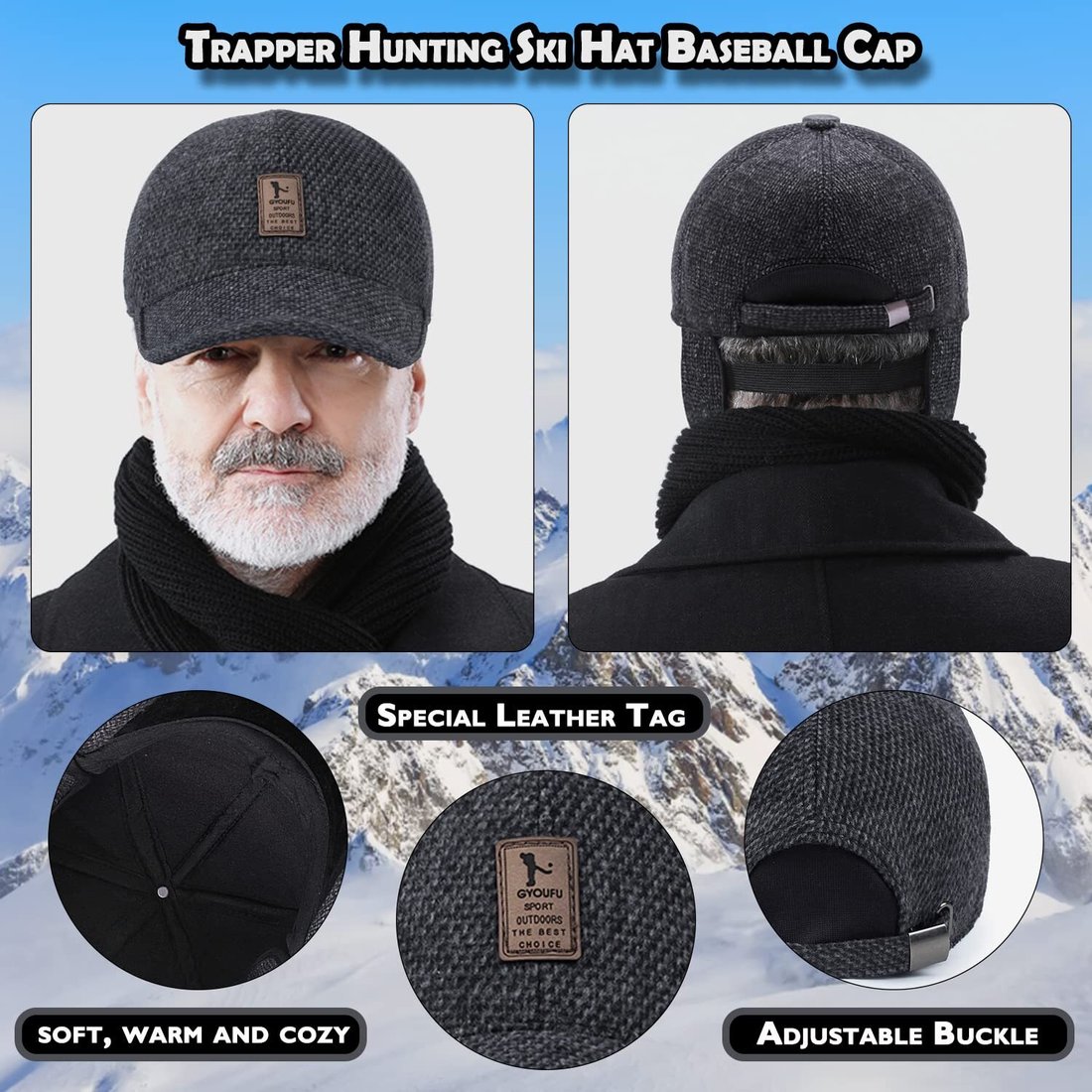 NEW YEAR 2023 SALE 49% OFF Men's Winter Baseball Cap - With Ear Muffs, Adjustable, thickened and warm