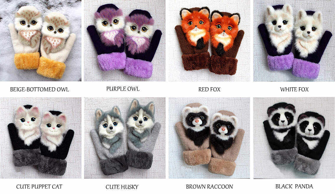 Pincusty Hand-knitted animal Mittens