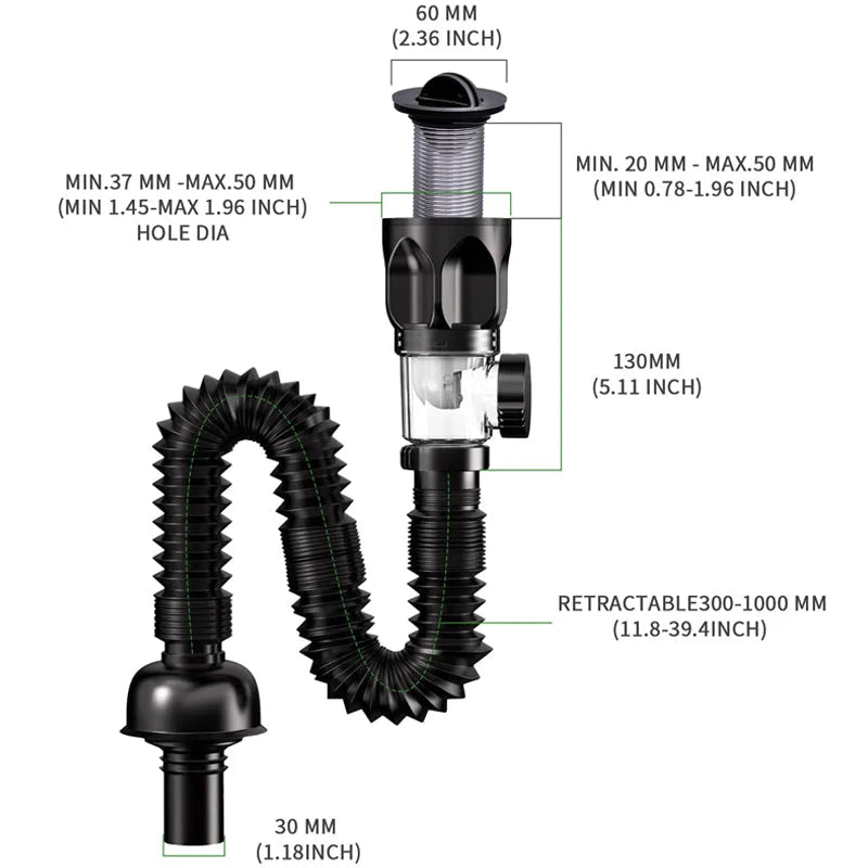 Pousbo® Telescoping Anti-odor Drain Pipe