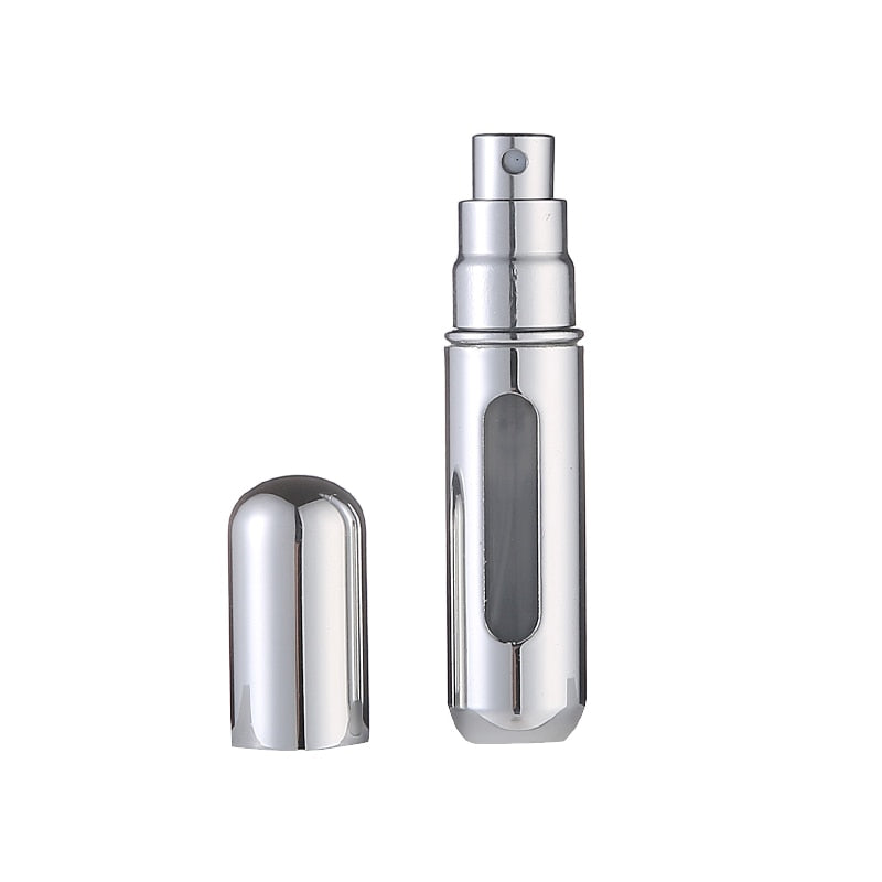 Premium Shiny Silver – 5ml Portable Mini Refillable Perfume Bottle – Travel Spray Atomizer Bottle