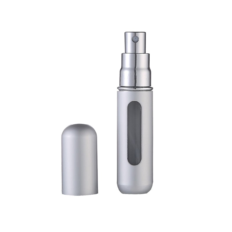 Premium Silver - 5ml Portable Mini Refillable Perfume Bottle - Travel Spray Atomizer Bottle