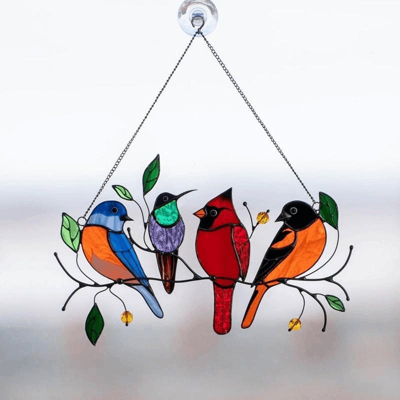 Rejoicing Well Last Day Special Sale -The Best Gift-Birds Stained Window Panel Hangings