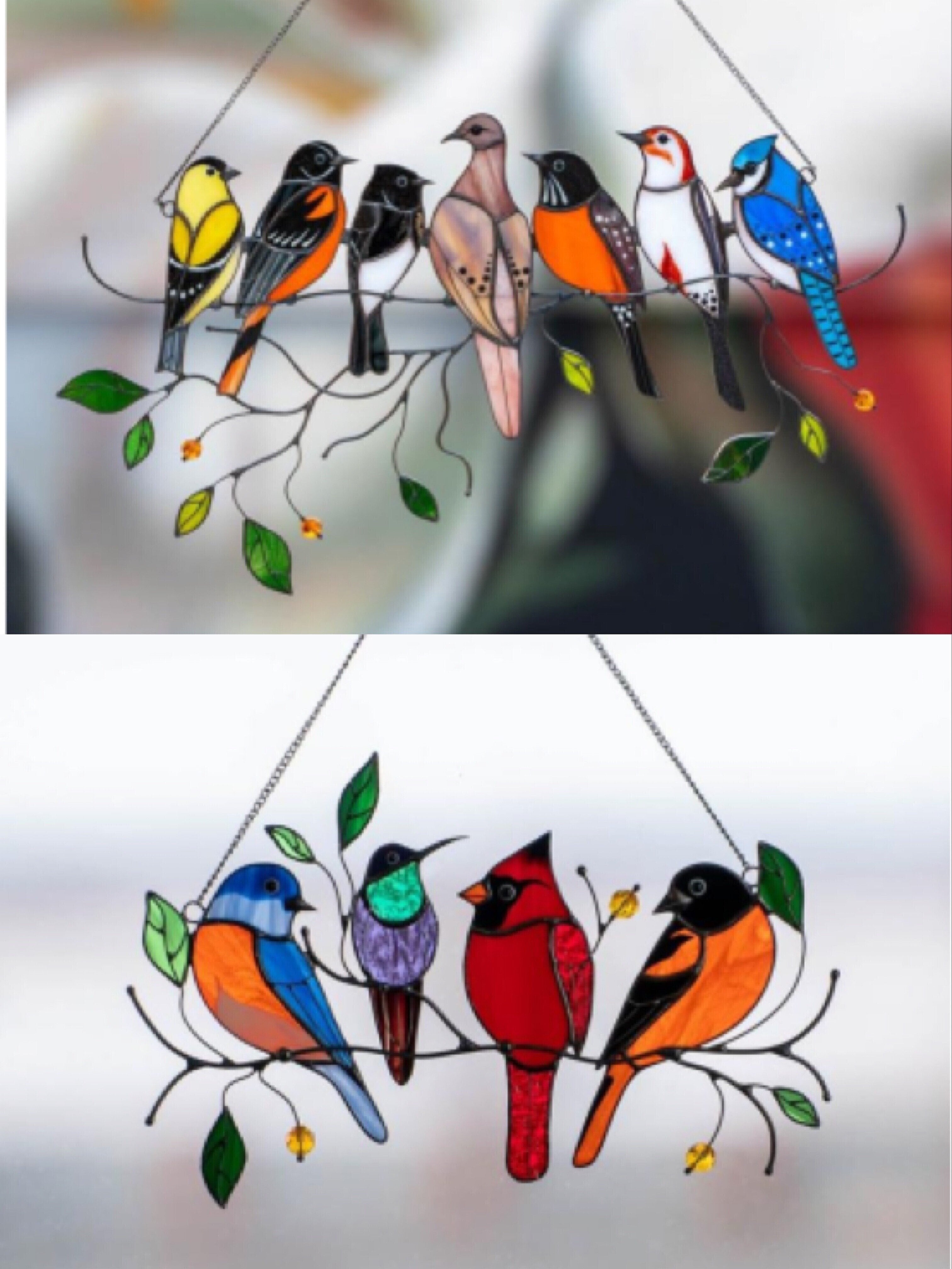 Rejoicing Well Last Day Special Sale -The Best Gift-Birds Stained Window Panel Hangings