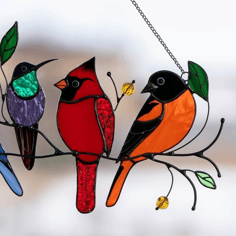 Rejoicing Well Last Day Special Sale -The Best Gift-Birds Stained Window Panel Hangings