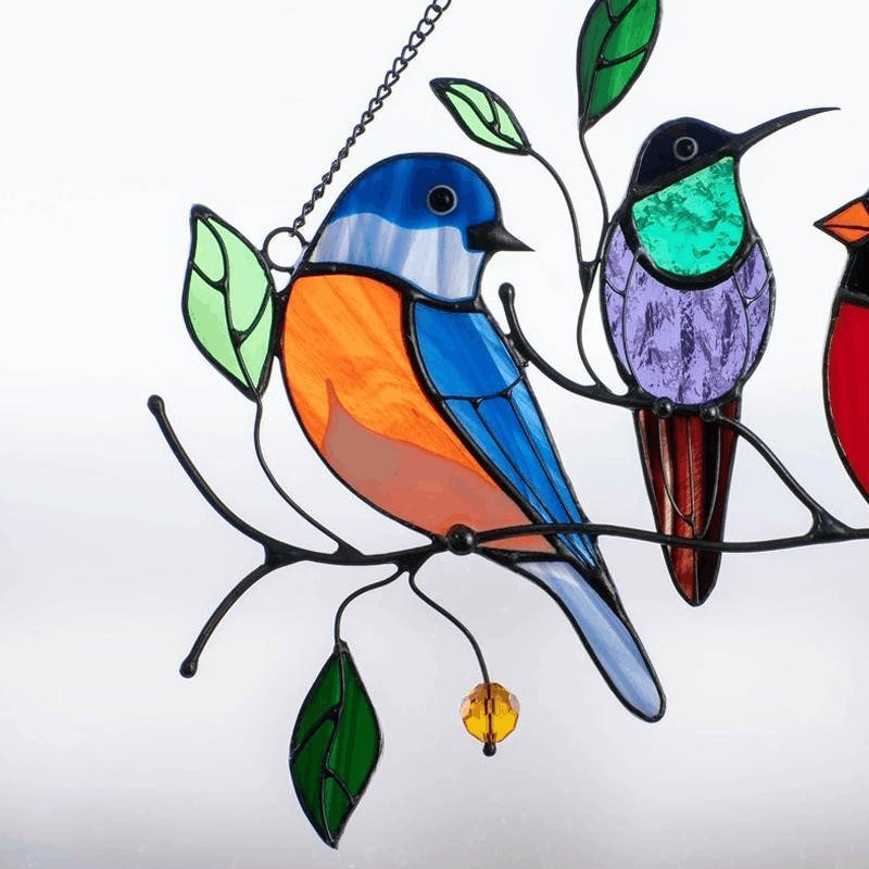 Rejoicing Well Last Day Special Sale -The Best Gift-Birds Stained Window Panel Hangings