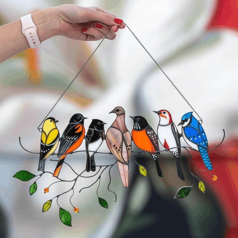 Rejoicing Well Last Day Special Sale -The Best Gift-Birds Stained Window Panel Hangings