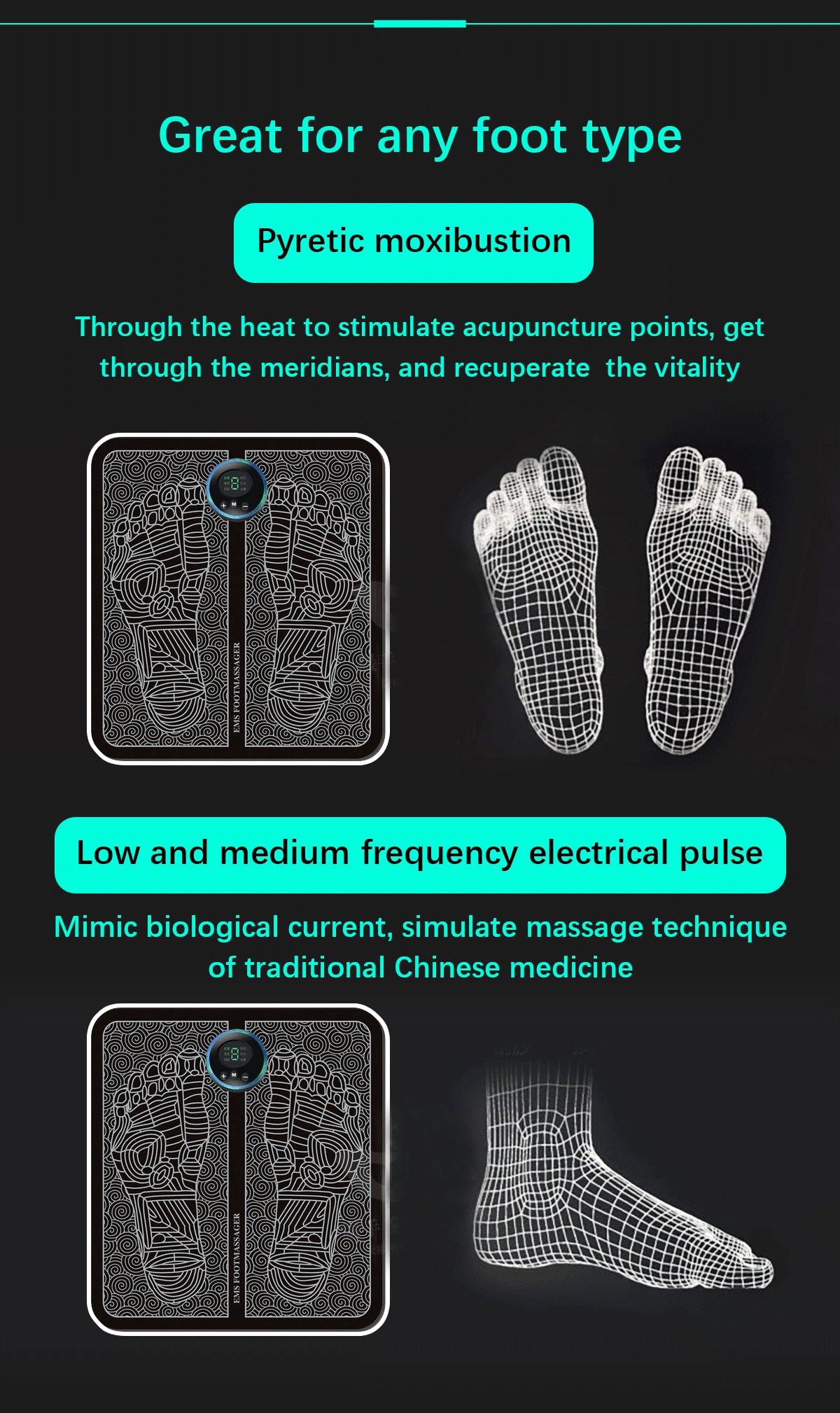 Relief-Right Electric EMS Foot Massager: Healing Therapy Care