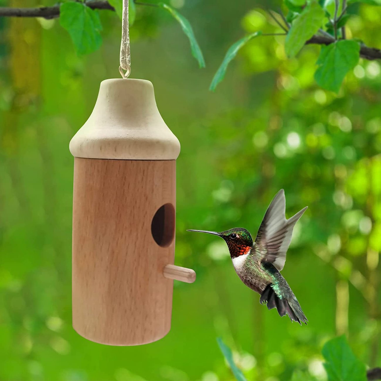 Shinemars Wooden Hummingbird House-Gift for Nature Lovers