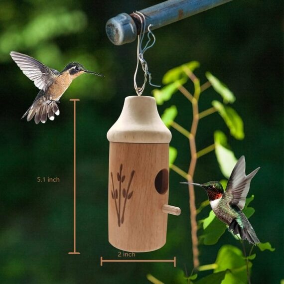 Shinemars Wooden Hummingbird House-Gift for Nature Lovers