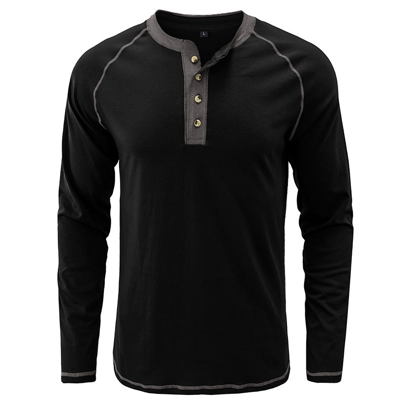 Soft Cotton Fabric Henley Collar T-Shirt