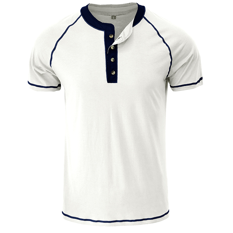 Soft Cotton Fabric Henley Collar T-Shirt