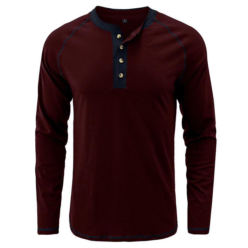 Soft Cotton Fabric Henley Collar T-Shirt