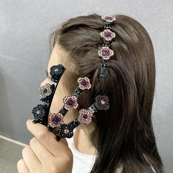 Sparkling Crystal Stone Braided Hair Clips