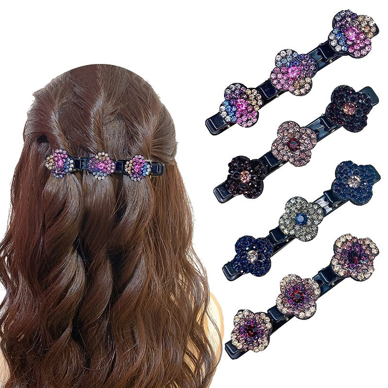 Sparkling Crystal Stone Braided Hair Clips