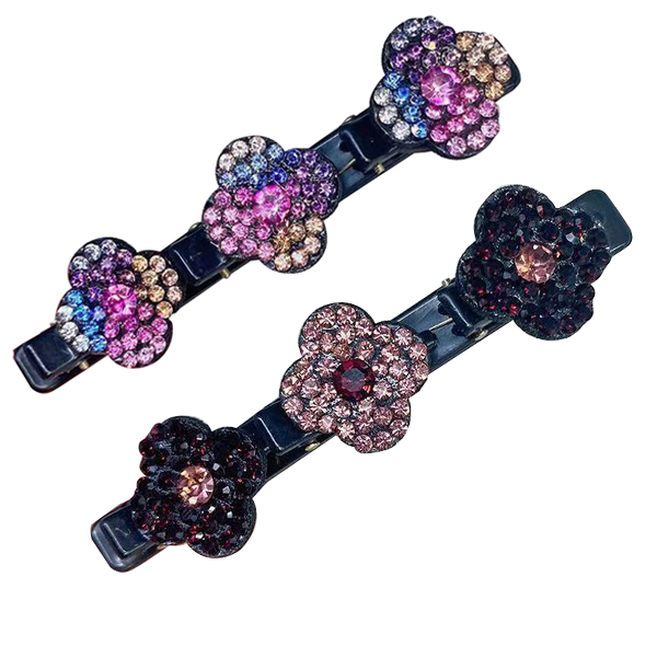 Sparkling Crystal Stone Braided Hair Clips