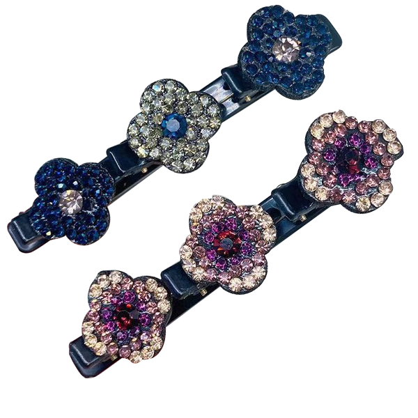 Sparkling Crystal Stone Braided Hair Clips