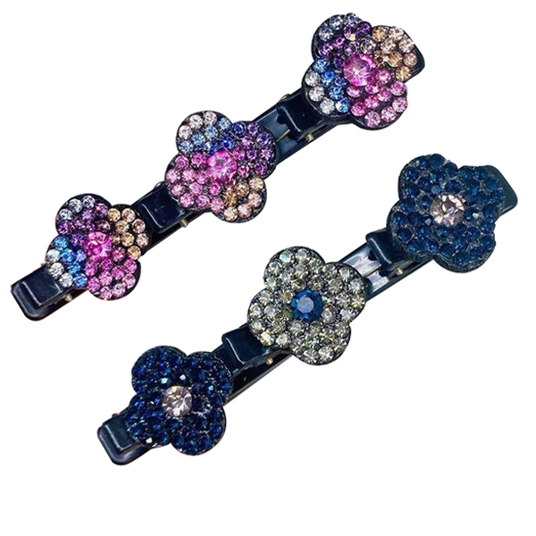 Sparkling Crystal Stone Braided Hair Clips