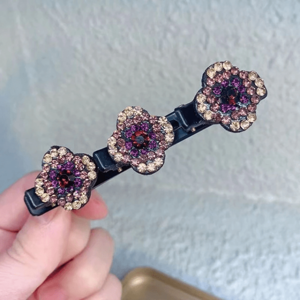 Sparkling Crystal Stone Braided Hair Clips