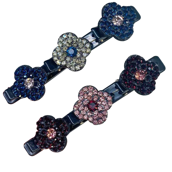 Sparkling Crystal Stone Braided Hair Clips