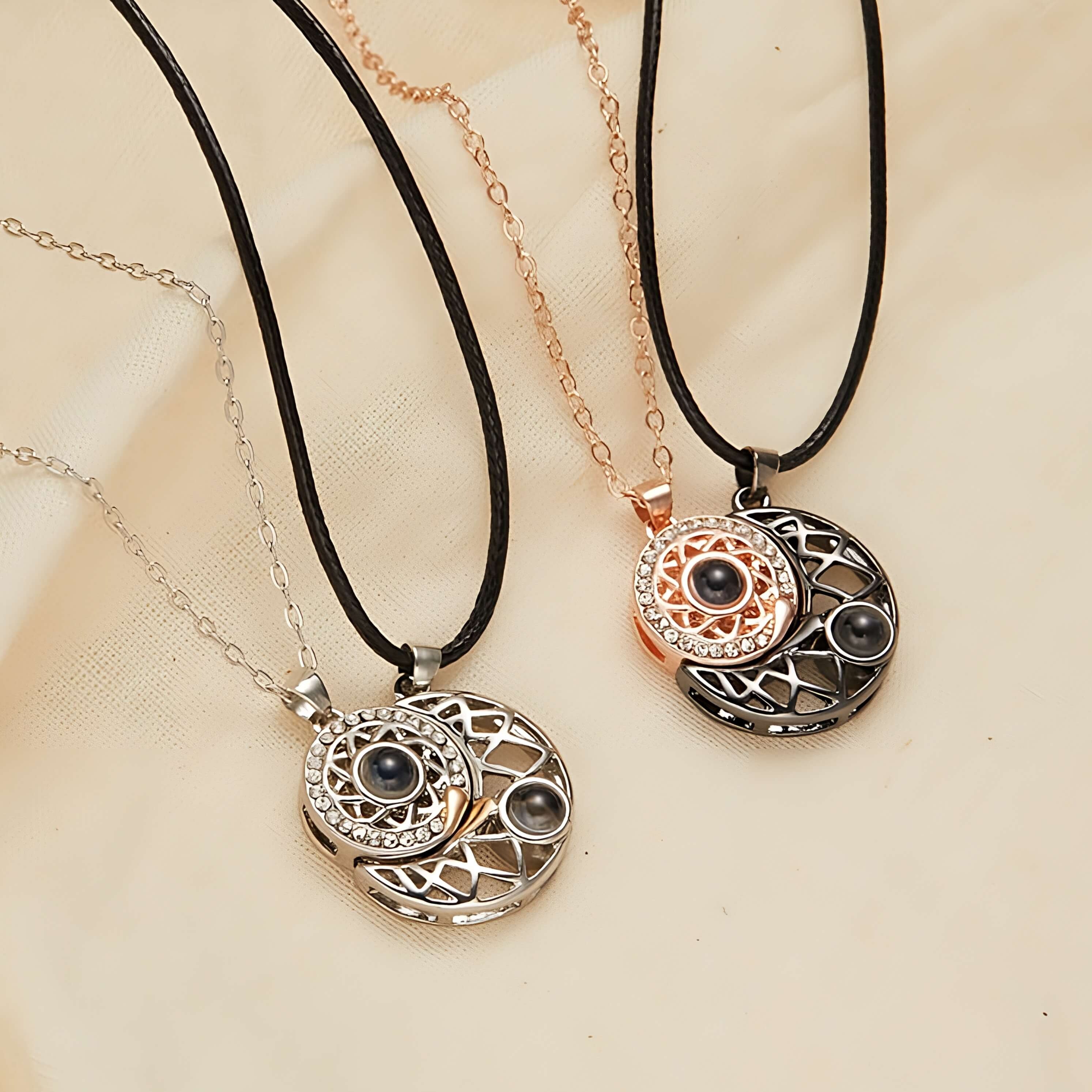 Sun and Moon Magnetic Projection Necklace Set