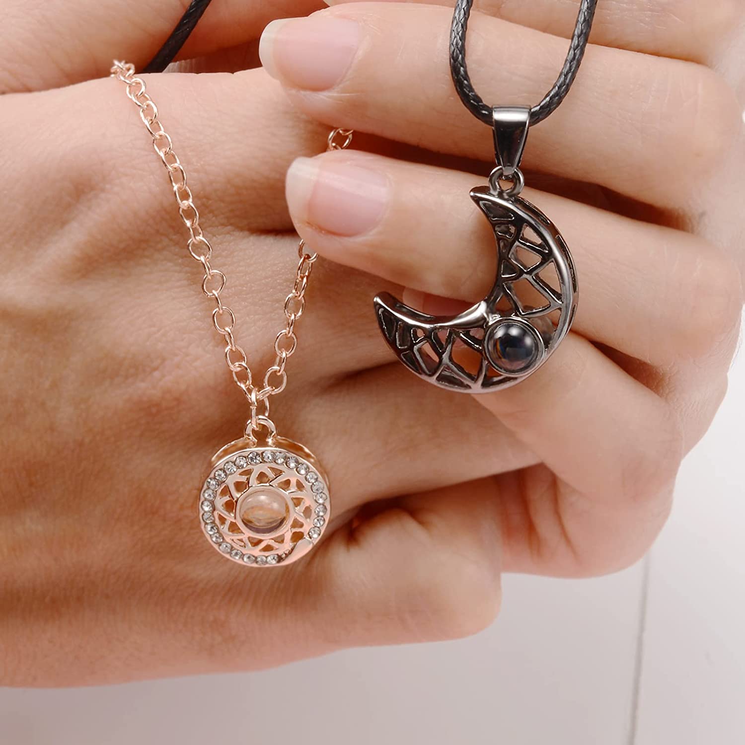 Sun and Moon Magnetic Projection Necklace Set