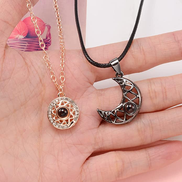 Sun and Moon Magnetic Projection Necklace Set