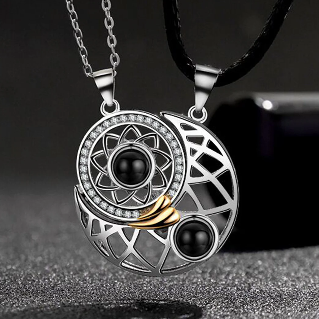 Sun and Moon Magnetic Projection Necklace Set