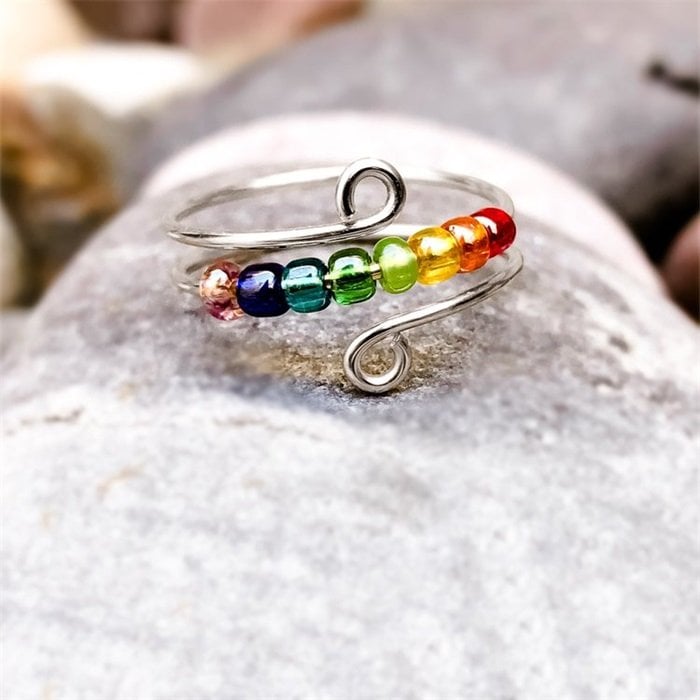 To My Daughter - Drive Away Your Anxiety Rainbow Beads Fidget Ring