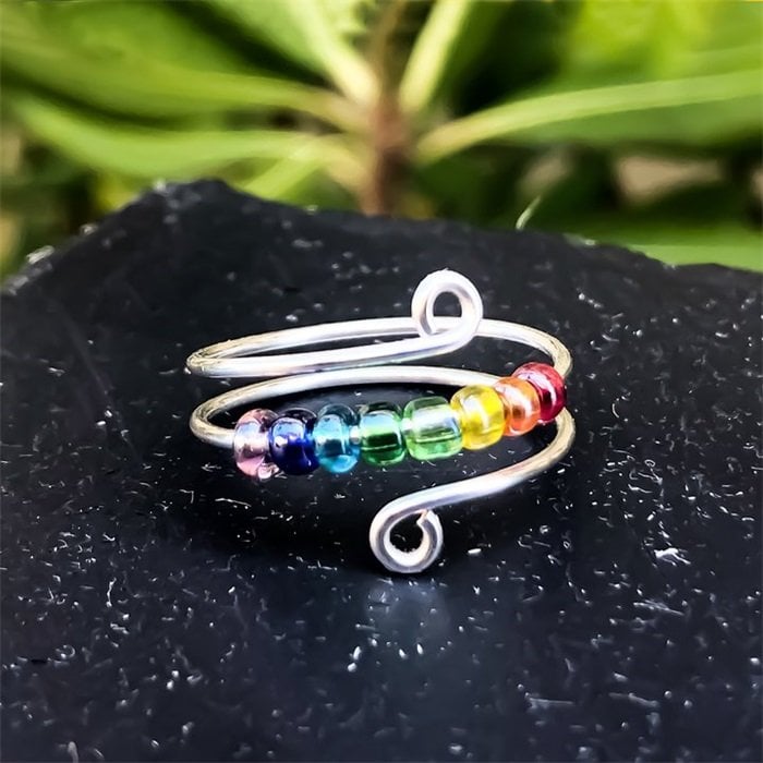 To My Daughter - Drive Away Your Anxiety Rainbow Beads Fidget Ring