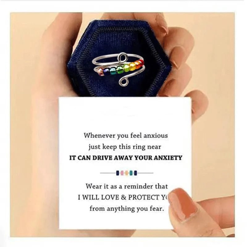 To My Daughter - Drive Away Your Anxiety Rainbow Beads Fidget Ring