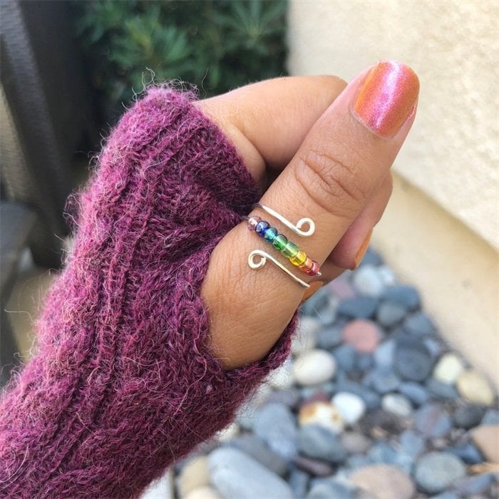 To My Daughter - Drive Away Your Anxiety Rainbow Beads Fidget Ring