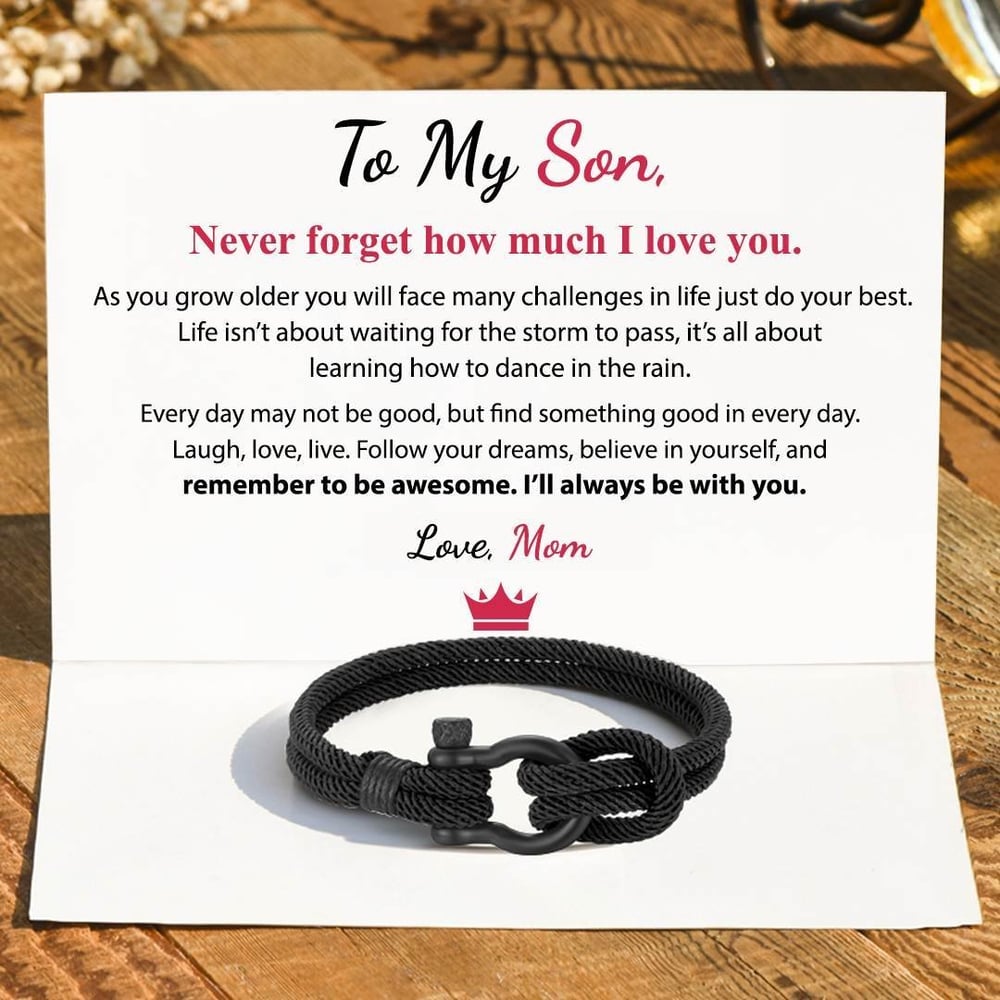 To My Son, I Will Always Be With You Nautical Bracelet Glow Flip