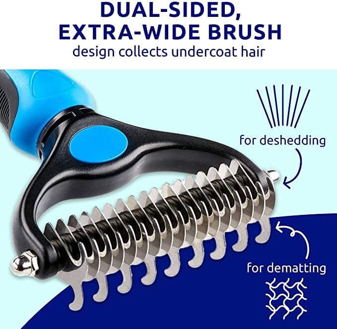 Undercoat Rake for Cats & Dogs - Safe Dematting Comb for Easy Mats & Tangles Removing