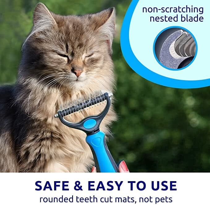 Undercoat Rake for Cats & Dogs - Safe Dematting Comb for Easy Mats & Tangles Removing