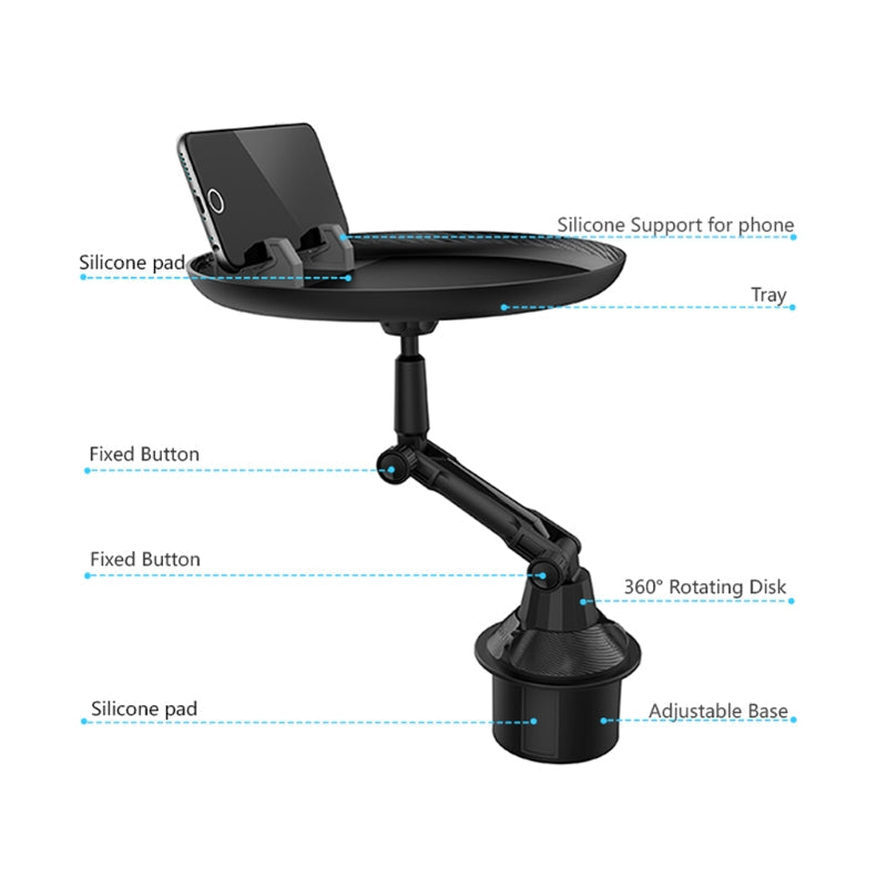 Universal Car Trunk 2in1 Cup Holder Mount Stand Tray For  Food/Drink And Cellphone